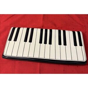 Kate Spade Patent Leather Duet Piano Key Red Lined Clutch Purse Handbag